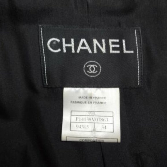 CHANEL Auth Black Shimmery Button Front Long Fitted Blazer Jacket 34 - Picture 2 of 9